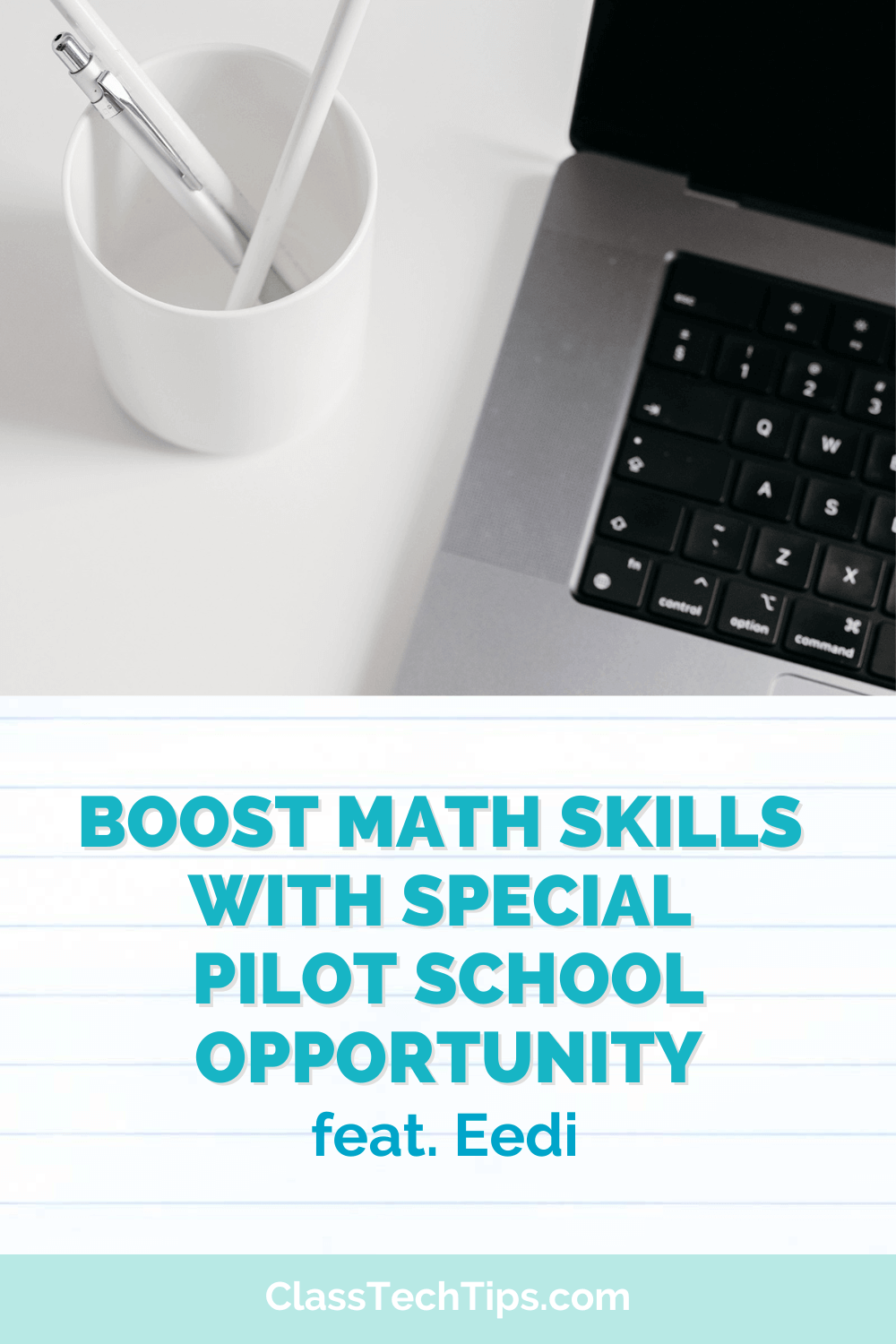 A neatly organized desk with a computer, phone, and pencils, symbolizing the tools and resources available for students to enhance their math skills.