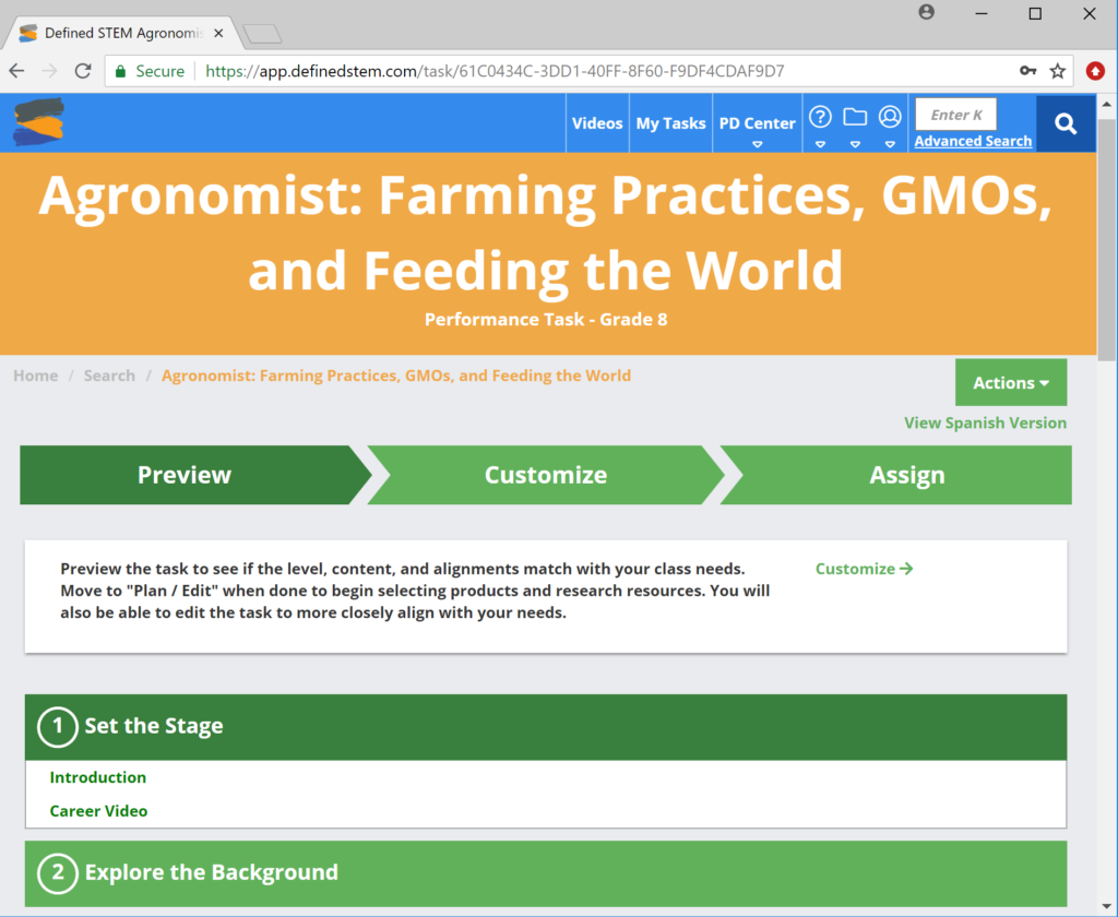 Defined STEM Project-Based Learning Tasks