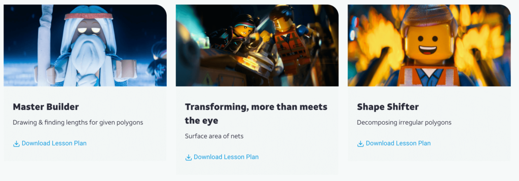 Interactive lesson plan featured on a computer, engaging students with themes from the LEGO movie to teach key educational concepts.