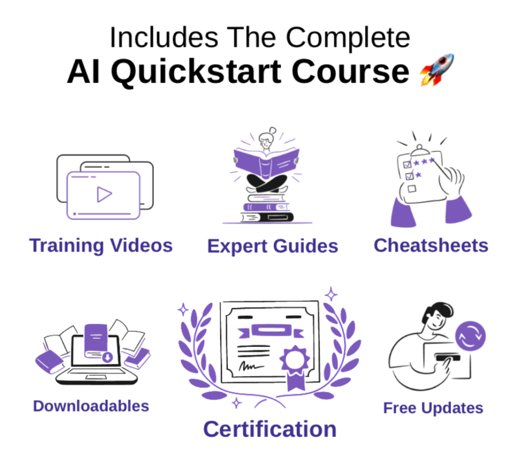 Complete AI Quickstart Course for educators with training videos, expert guides, and certification. Free AI training and certification available now.