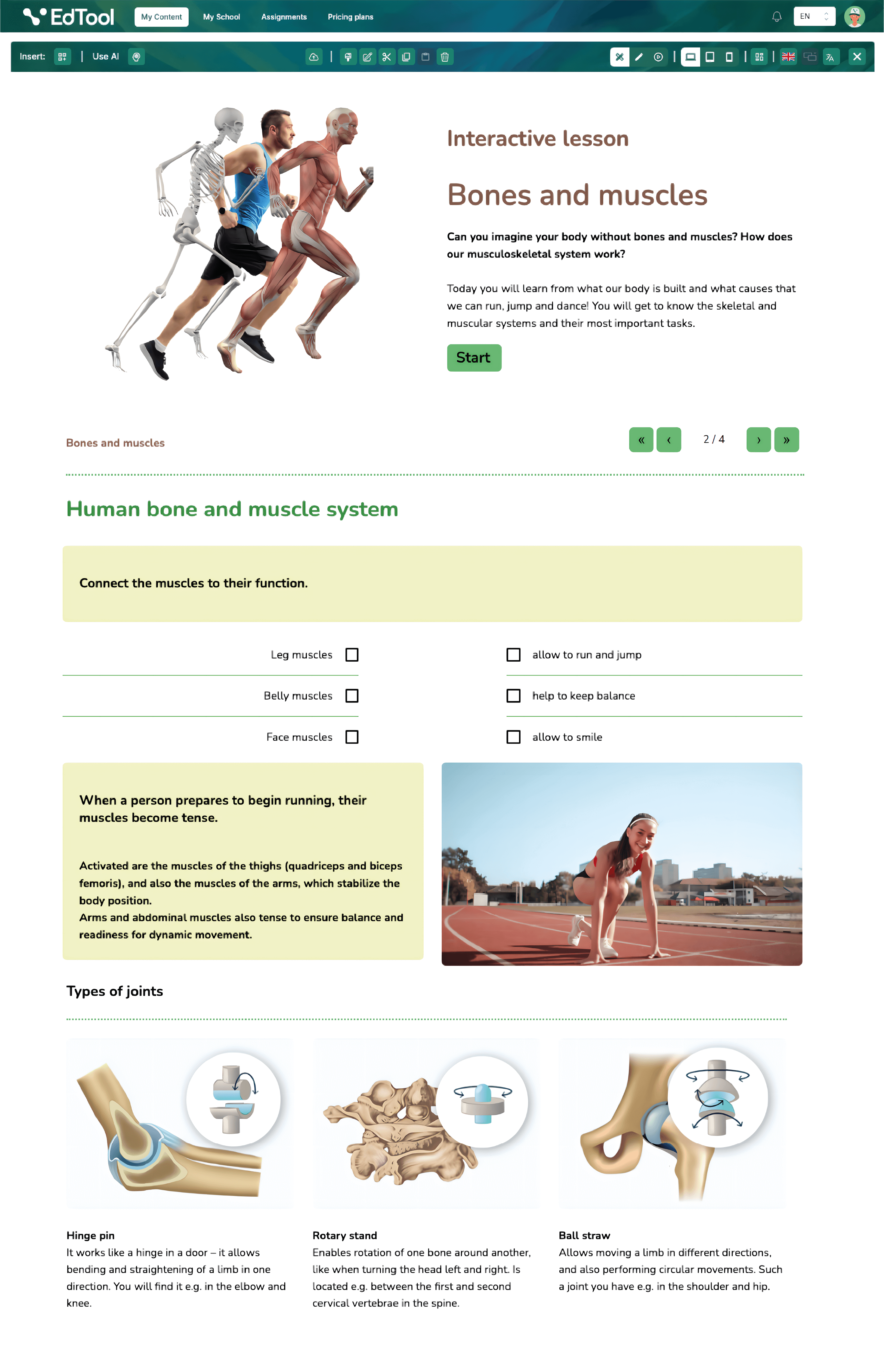 Interactive lesson creator workspace in EdTool showing an example of what student's might explore.