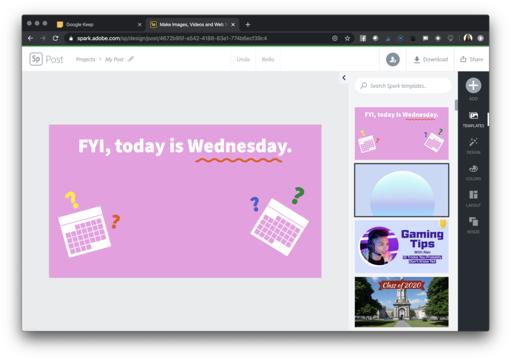 Learn how to make images for Google Keep using Adobe Spark Post. Follow these quick steps for staying organized this school year.