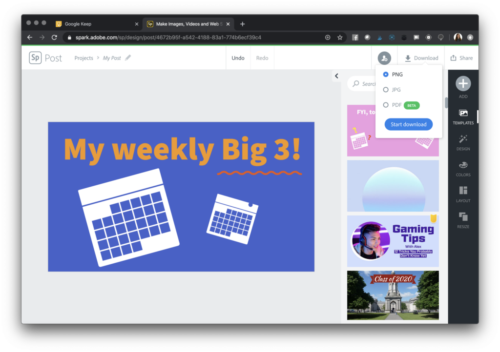 Learn how to make images for Google Keep using Adobe Spark Post. Follow these quick steps for staying organized this school year.