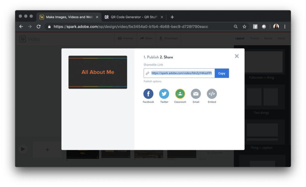 If you want to share Spark Videos with QR codes I have a step-by-step guide that can make this happen easily in your classroom.