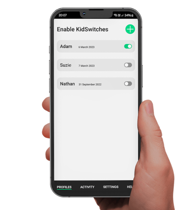 Use the KidSwitch app to Keep Kids Safe Online by managing device access and screen time for multiple children with one tap.