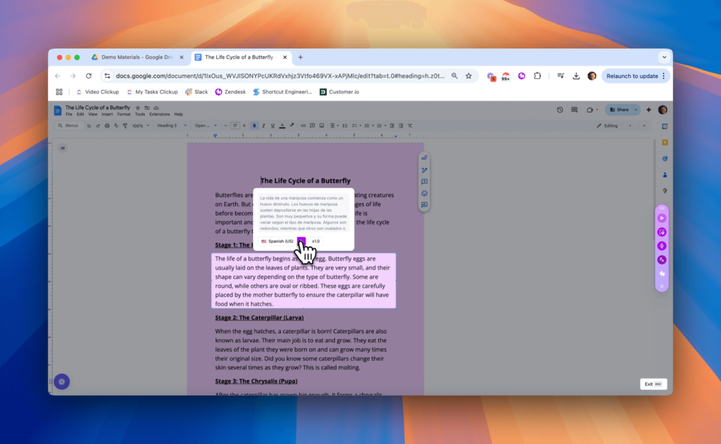 Support ELLs with Mote’s read aloud tool—translate and listen to text in over 50 languages, improving comprehension and accessibility.