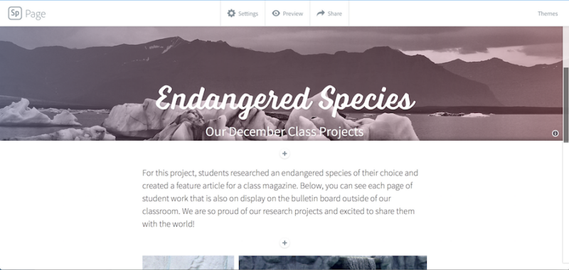 Sharing Student Work with Spark Page Digital Bulletin Boards 